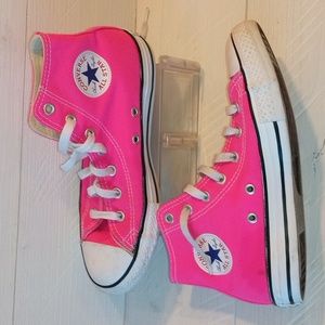 Hot Pink High Top Converse size 3 (youth)